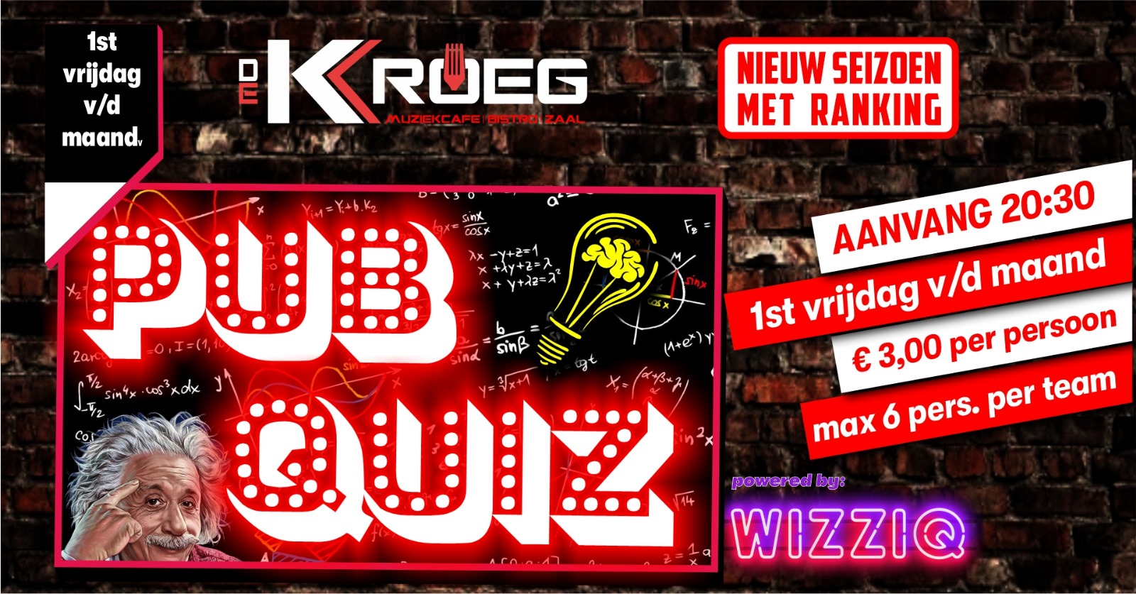 1e vrijdag van de maand Pubquiz